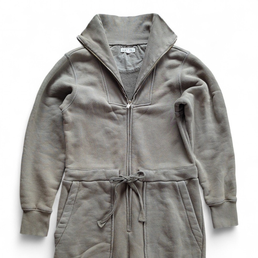 Alex Mill Cotton Terry Zip Front Jumpsuit Military Green Sz S - Picture 9 of 14